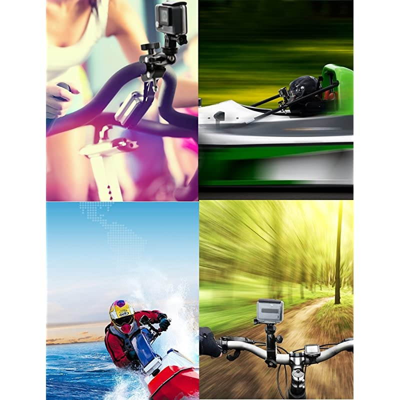 Camera Motorcycle Mount for Gopro, 360 Rotation Metal Action Camera Clamp Holder with 1/4-20 Thread for Moto Bike Bicycle Handlebar, for GoPro Hero 9 8 7 6 5 4 Black, SJCAM, Canon, DSLR etc