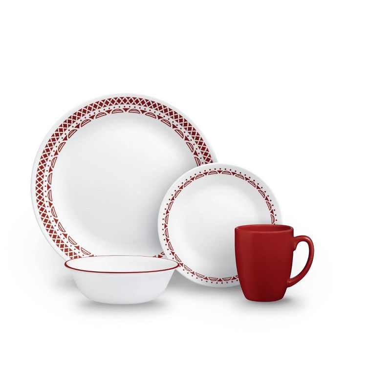 Corelle 10.3" Glass Cordoba Dinner Plate Red/White