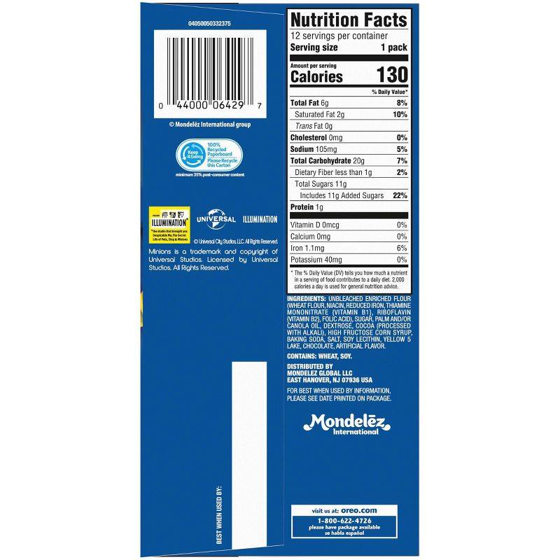 Nabisco Minions Mini Oreo Cookies Limited Edition Cookies - 12ct