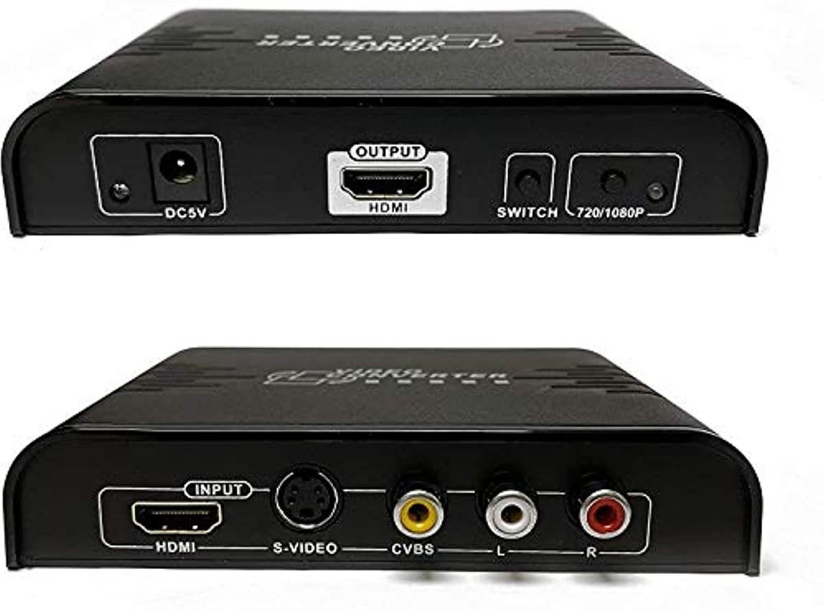 OREI RCA to HDMI Converter - 1080P S-Video RCA Composite CVBS AV to HDMI Video Audio Converter Adapter Supporting PAL/NTSC with USB Charge Cable for PC Laptop Xbox PS4 PS3 TV VHS VCR Camera DVD