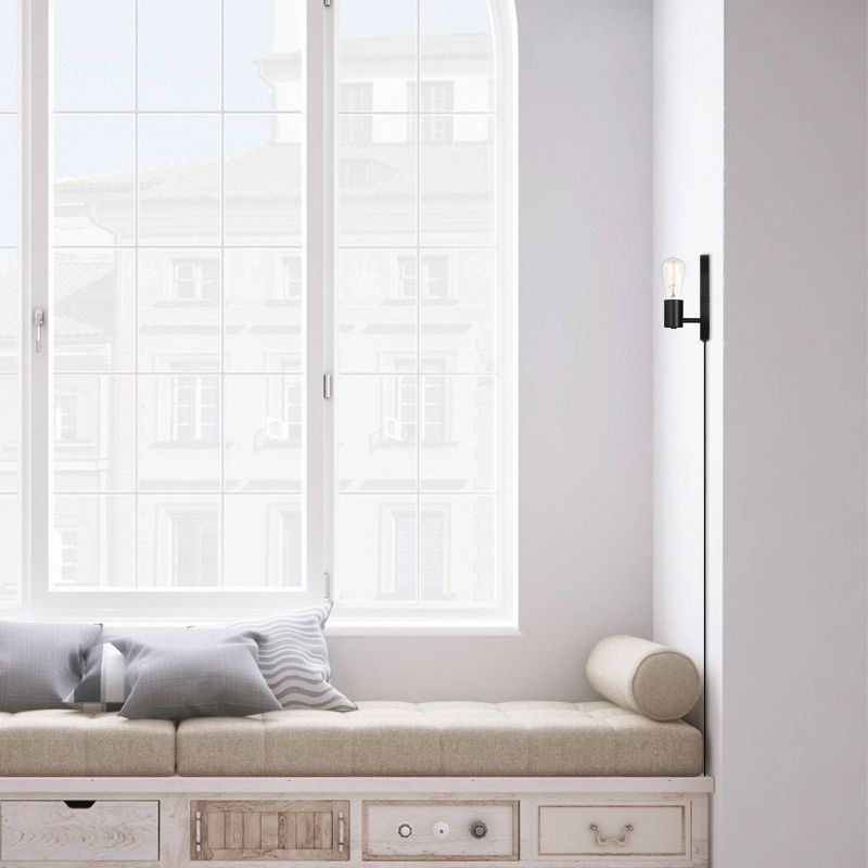 Linus 1-Light Matte Black Plug-In or Hardwire Wall Sconce - Novogratz x Globe