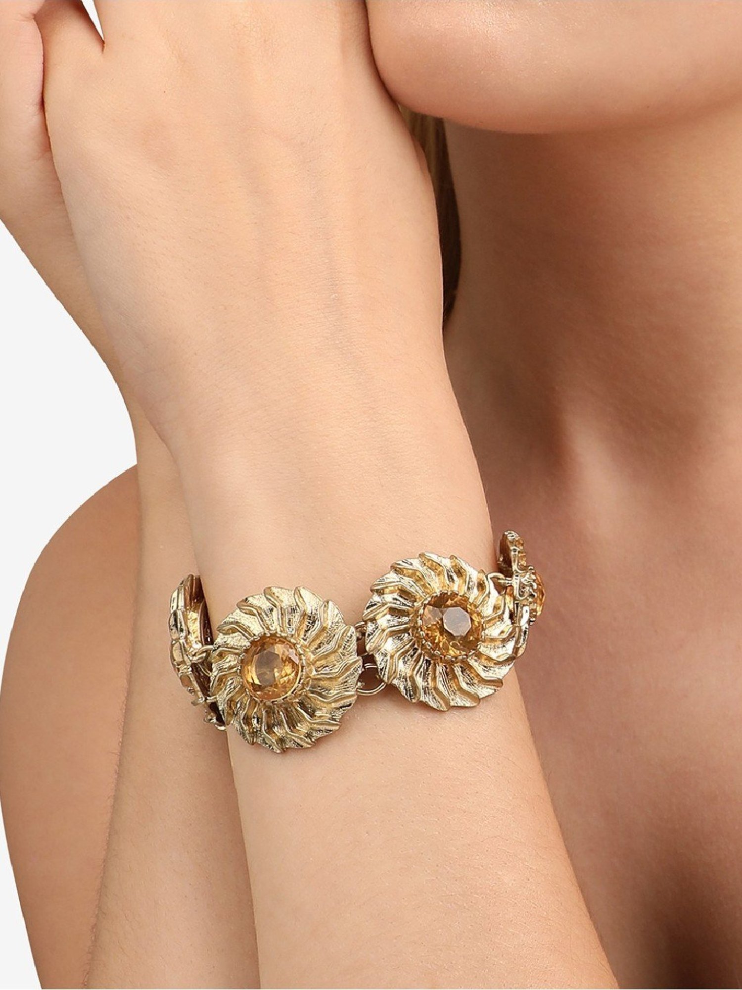 Sohi Gold plated statement cuff bracelet