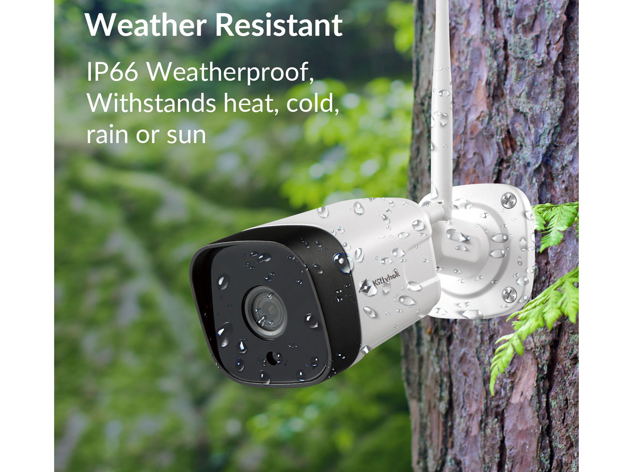 Kittyhok 2K Wireless Security Camera System WiFi Home Surveillance Cameras, with 1TB 2K Video HDD 4Pcs Outdoor/Indoor WiFi with Night Vision, IP66 Weatherproof, 24/7 Recording Video and Audio