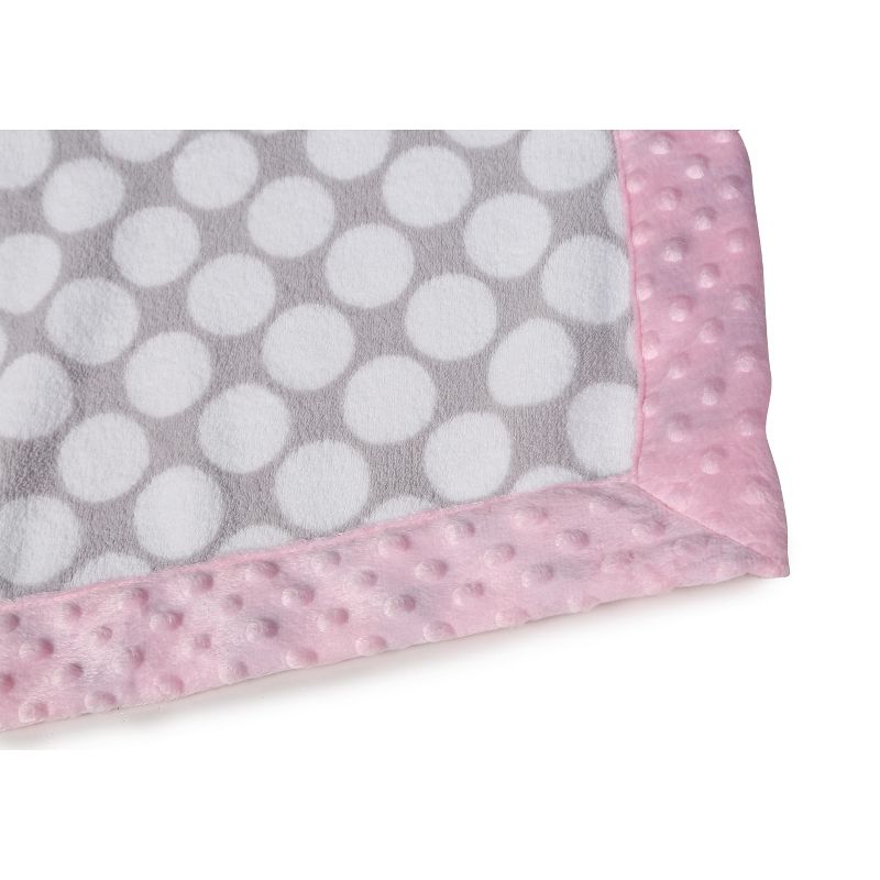 Bacati - Grey Dots with Solid Border Blanket (Grey Dots/Baby Pink Border)