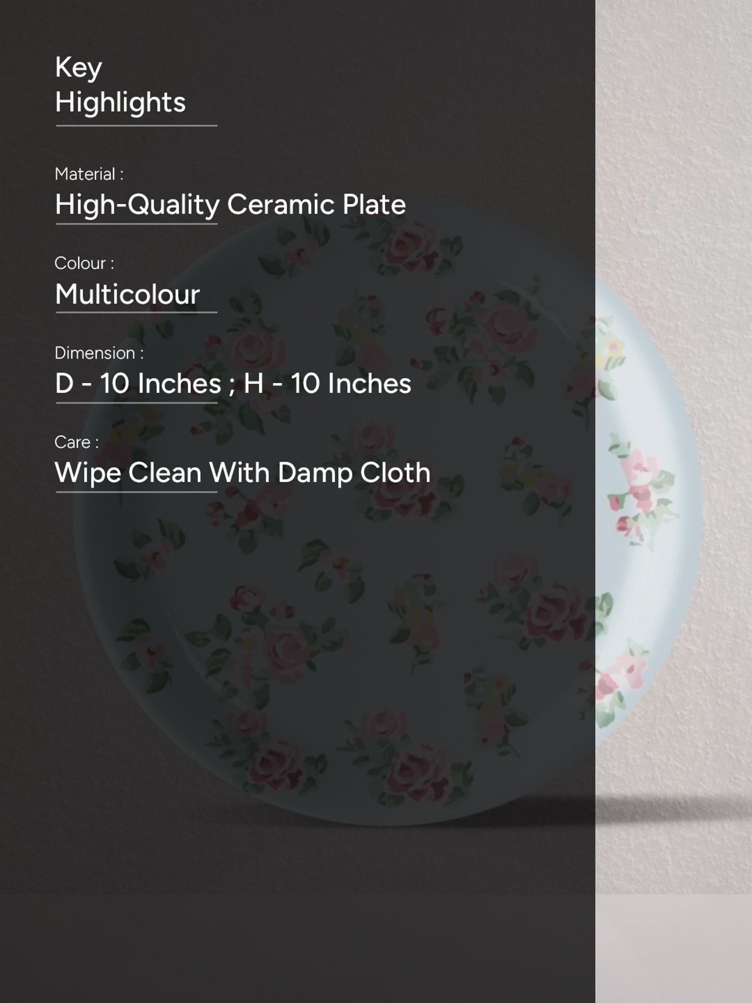 Nestroots Victorian Floral Printed Multicolor Porcelain Wall Plate