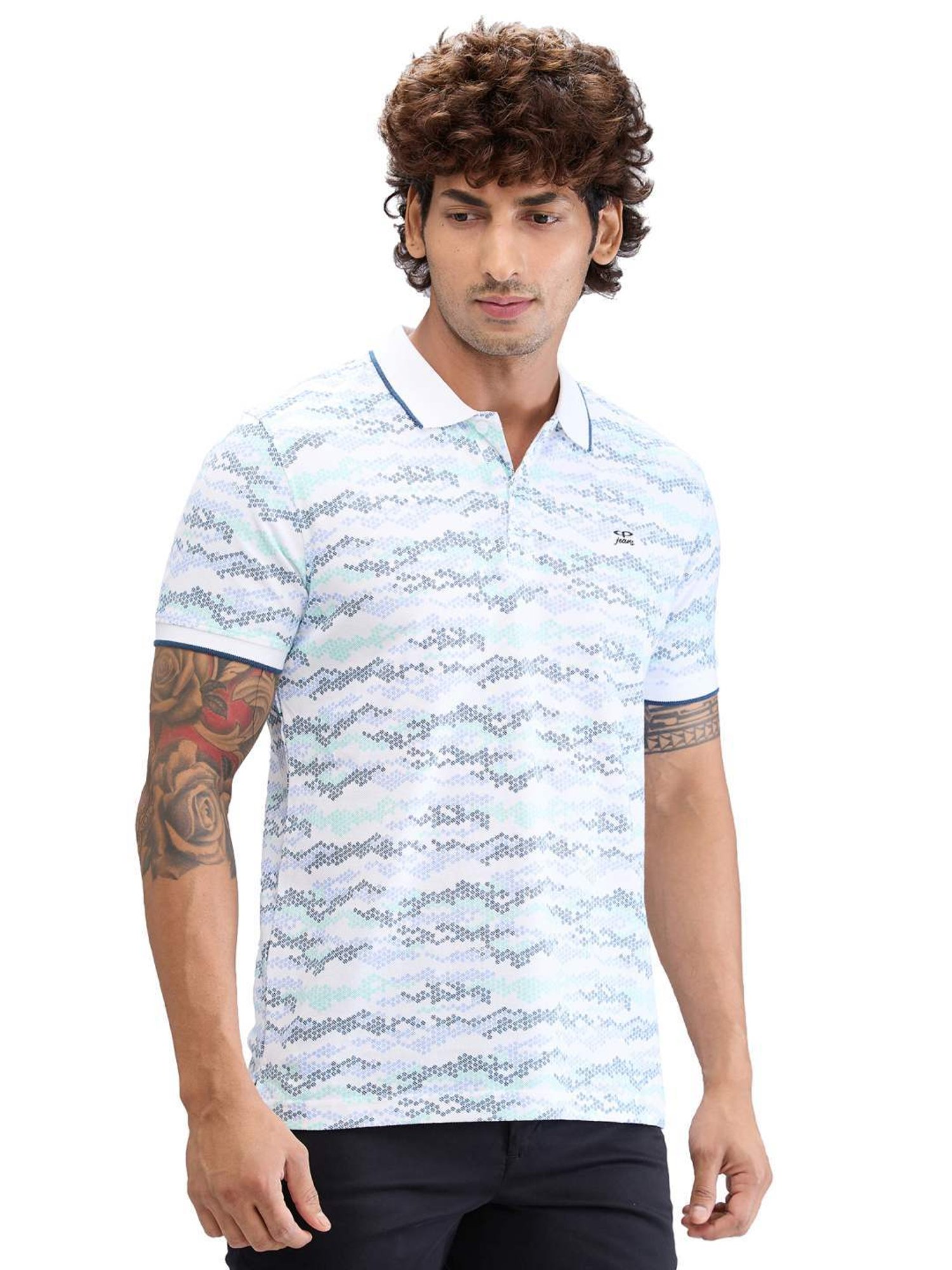 Colorplus White Regular Fit Printed Polo T-Shirt