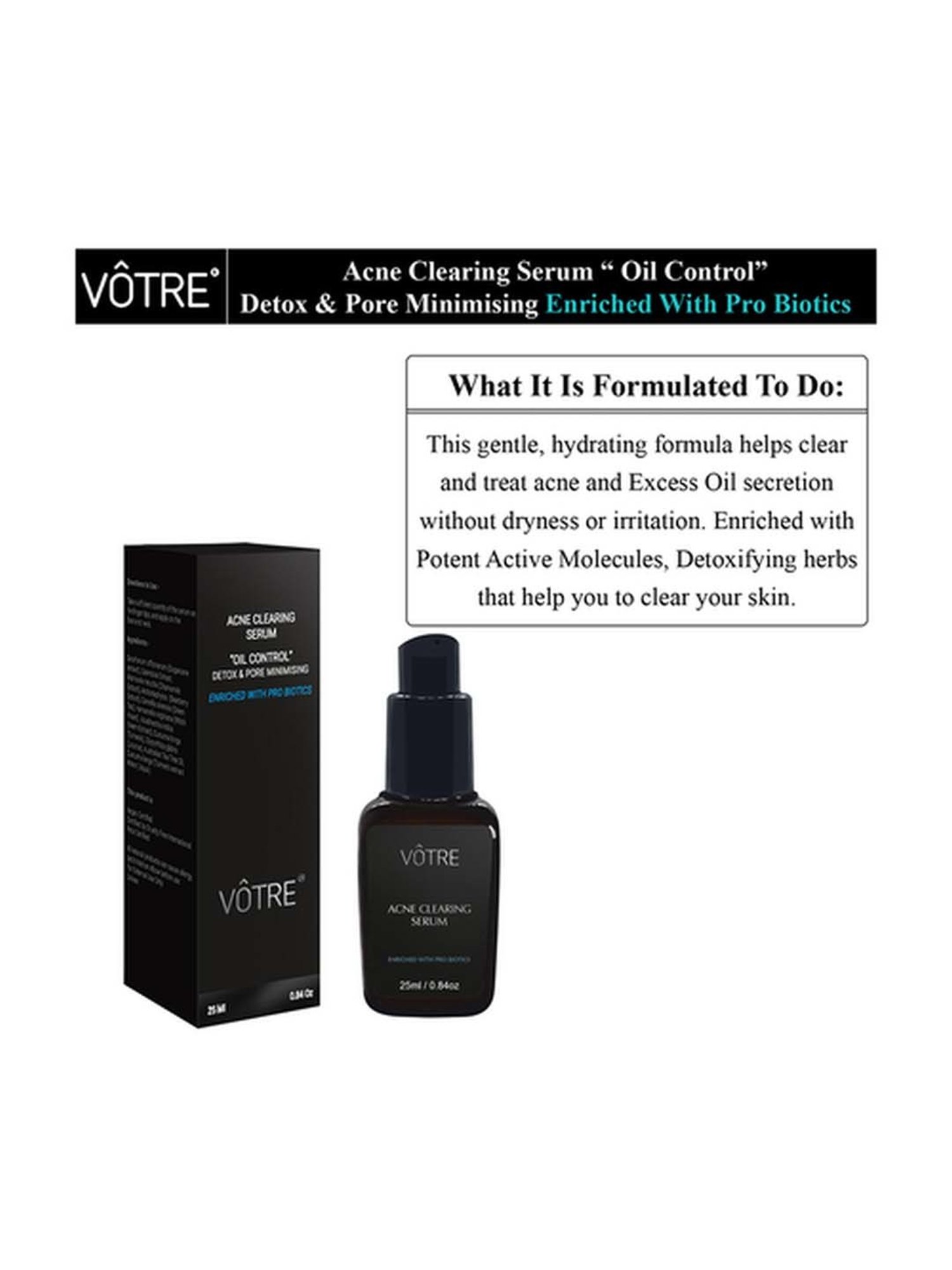 Votre Acne Clearing Serum Enriched With Pro Biotics - 25 ml