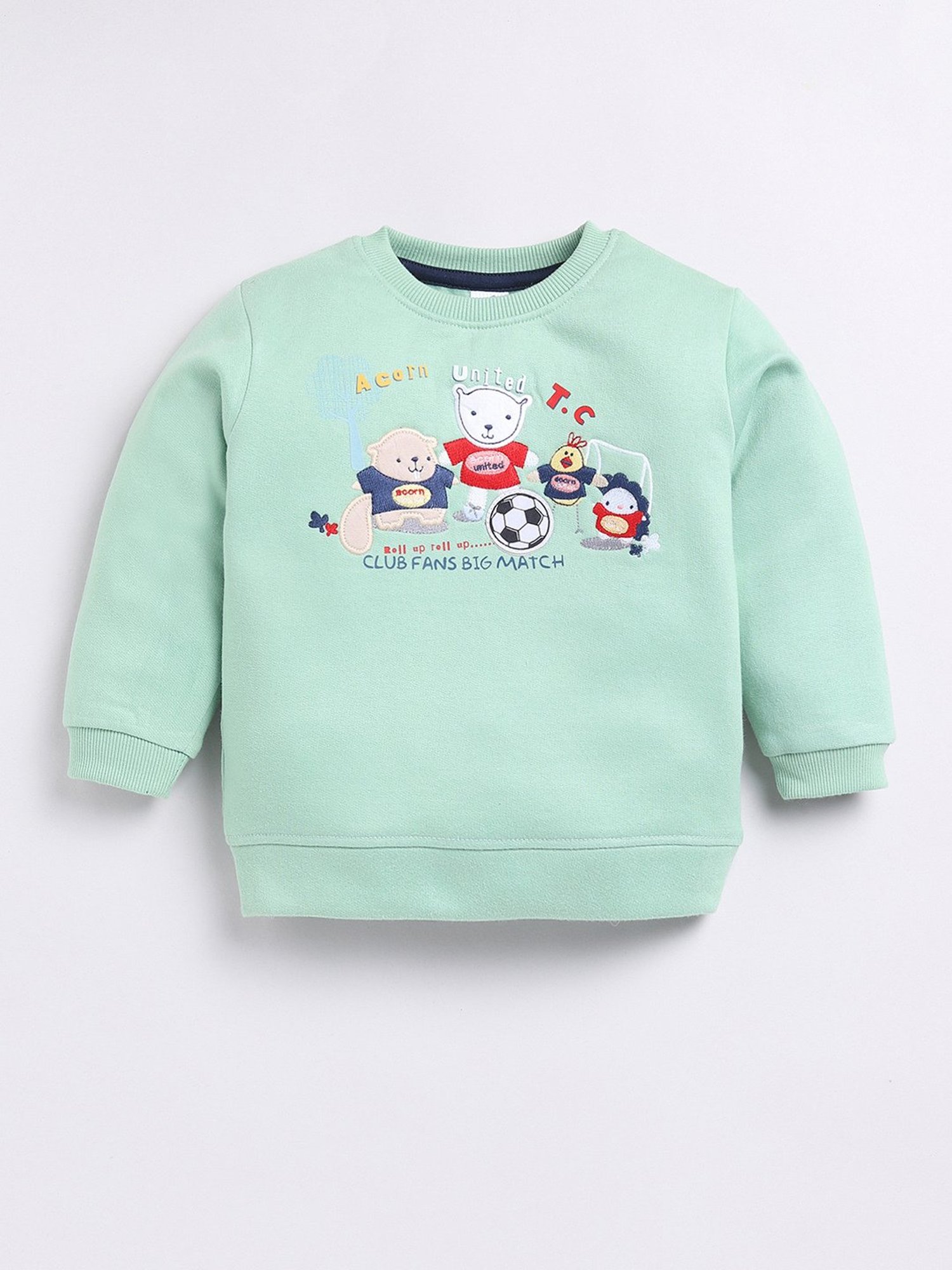 Dollar Kids Green Embroidered Full Sleeves T-Shirt with Joggers