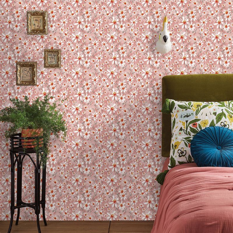 Fields of Daisies Peel & Stick Wallpaper Pink - Opalhouse™