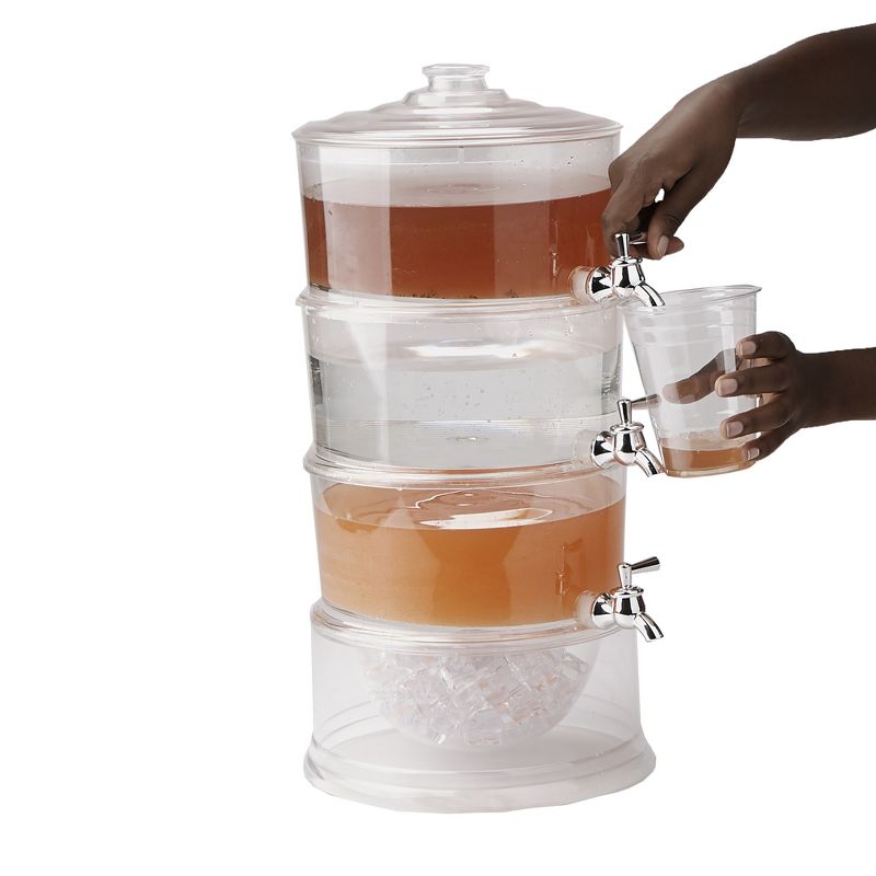 Mind Reader 3 Tier Stackable Punch Bowl with Lids and Ice Bucket Bottom