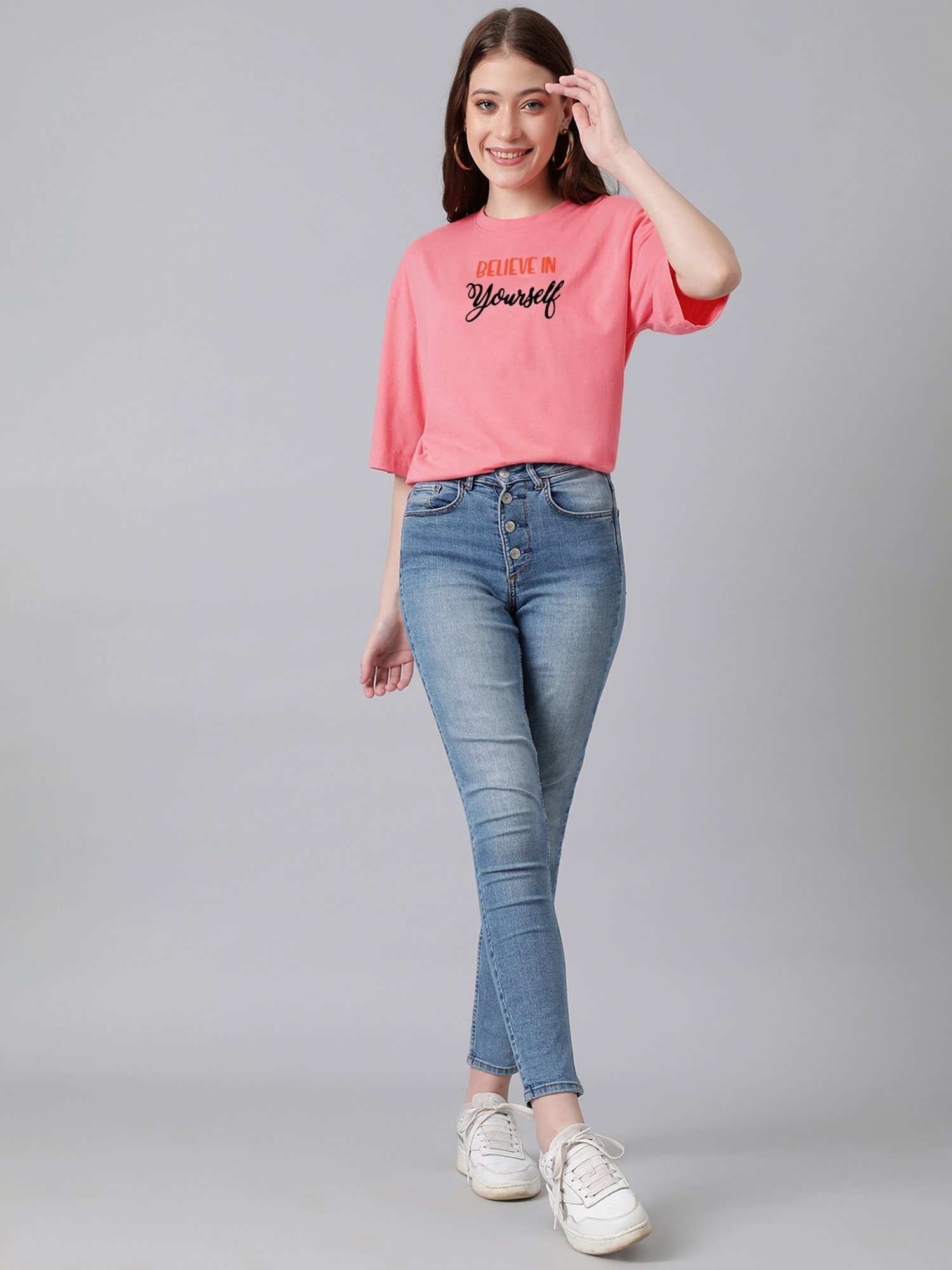 Kotty Pink Graphic Print Oversized T-Shirt