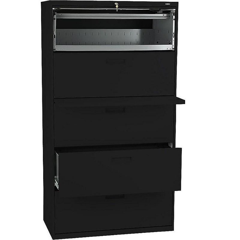 HON 500 Series Five-Drawer Lateral File 36w x 19-1/4d x 67h Black 585LP