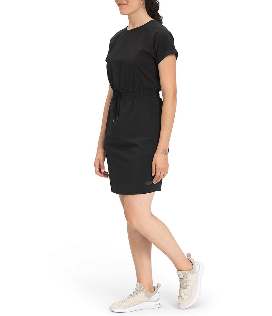 Aventura Salem Organic Cotton Crew Keyhole Neck Short Cuffed Sleeves Dress