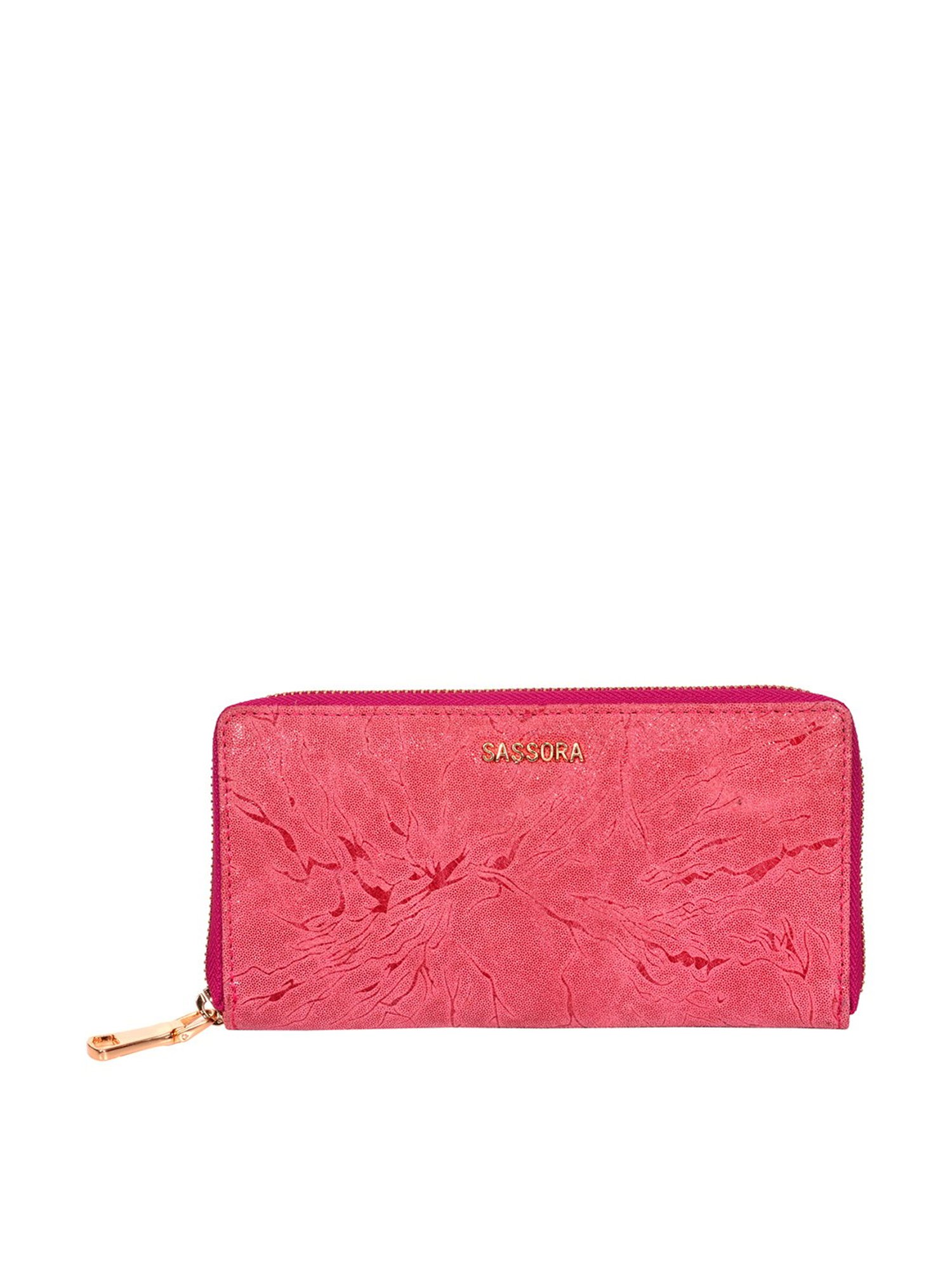 SASSORA Pink Printed Rfid Zip Around Wallet for Women