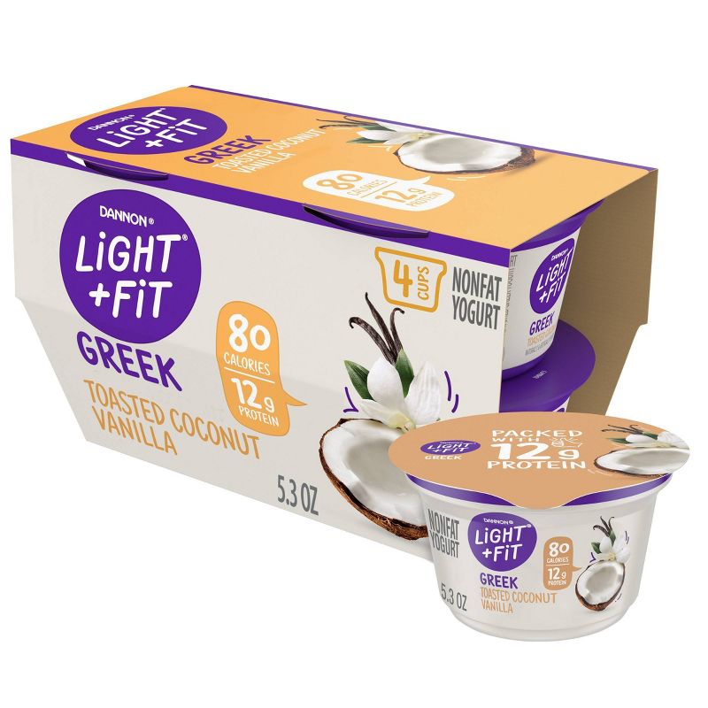 Dannon Light and Fit Toasted Coconut Vanilla Flavored Greek Yogurt - 4ct/5.3oz