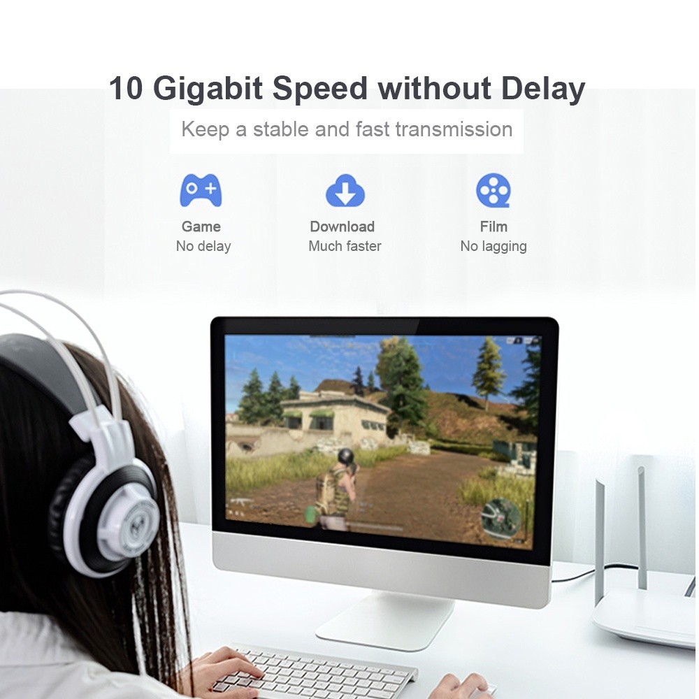 VENTION Cat 7 Ethernet Cable 10 Gigabit Fast Speed Flat Network Cable RJ45 LAN Cable for Home Business 0.5m/1.64ft