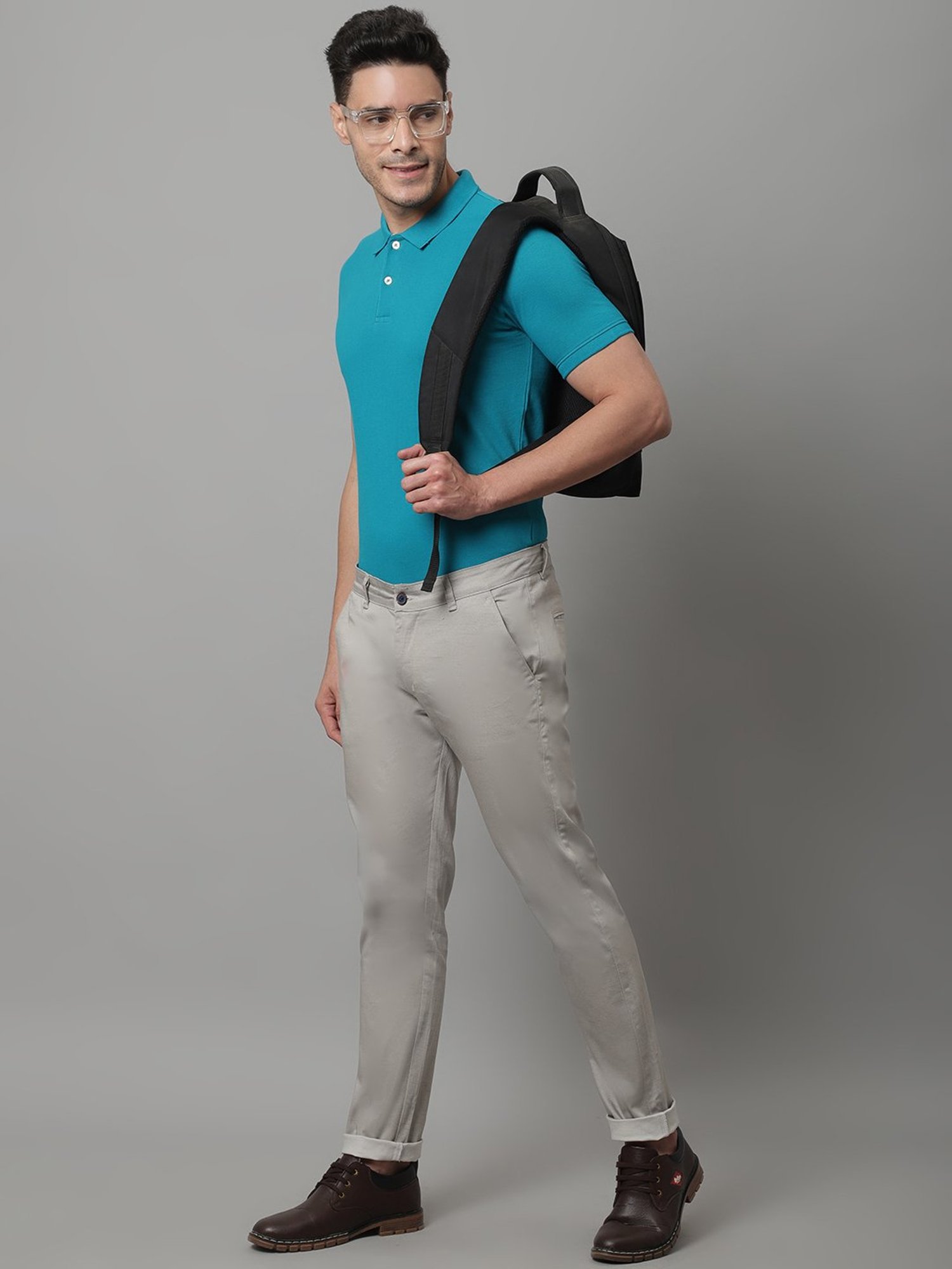 Cantabil Turquoise Regular Fit Polo T-Shirt