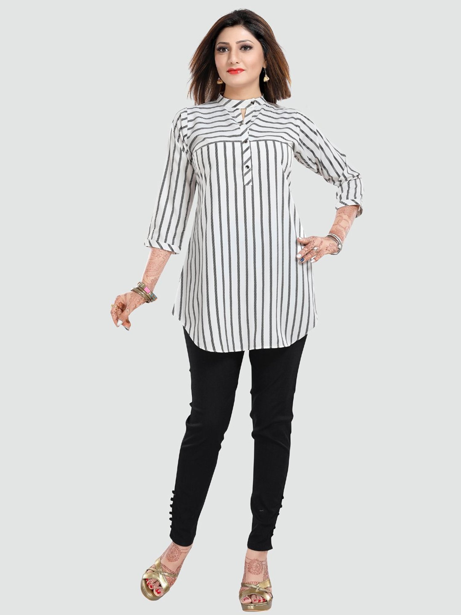 Saree Swarg White Printed Tunic