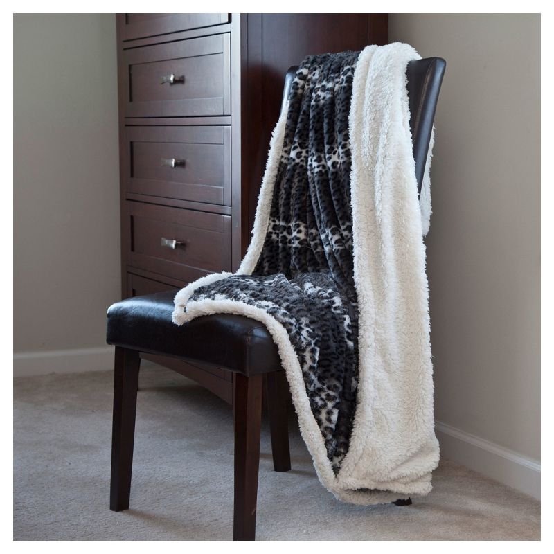 Fleece Sherpa Throw Blanket Black/White - Trademark Global
