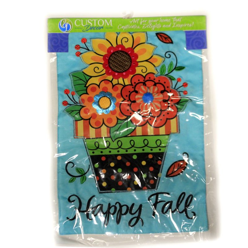 Home & Garden 18.0" Fall Flowers Applique Flag Double Sided Custom Decor  -  Flags