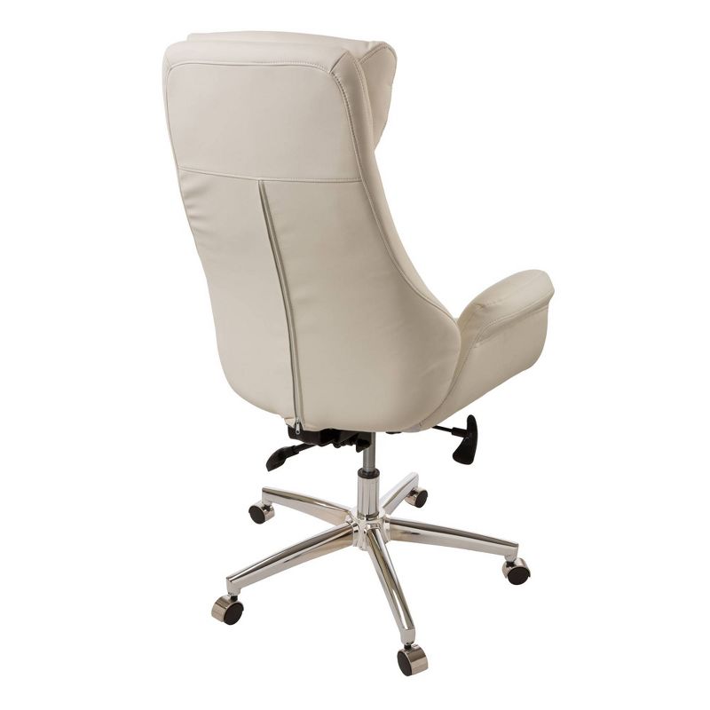 Mid Century Modern Bonded Leather Gaslift Adjustable Swivel Office Chair Cream - Glitzhome