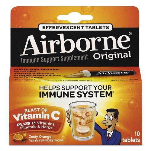 Airborne 30004 - Immune Support Effervescent Tablet, Orange, 10/Box