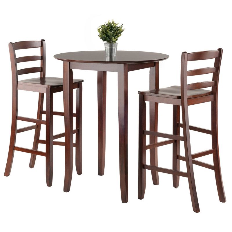3pc Fiona Counter Height Dining Set with Ladder Back Stool Antique Walnut - Winsome