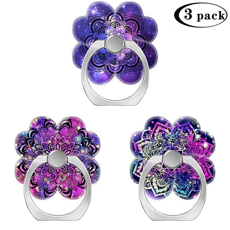 Pack) Mobile Phone Ring Holder Finger Grip,Mandala Purple Blue Galaxy Flower Glitter Cell Phone Stand Kickstand Compatible with All Smartphone