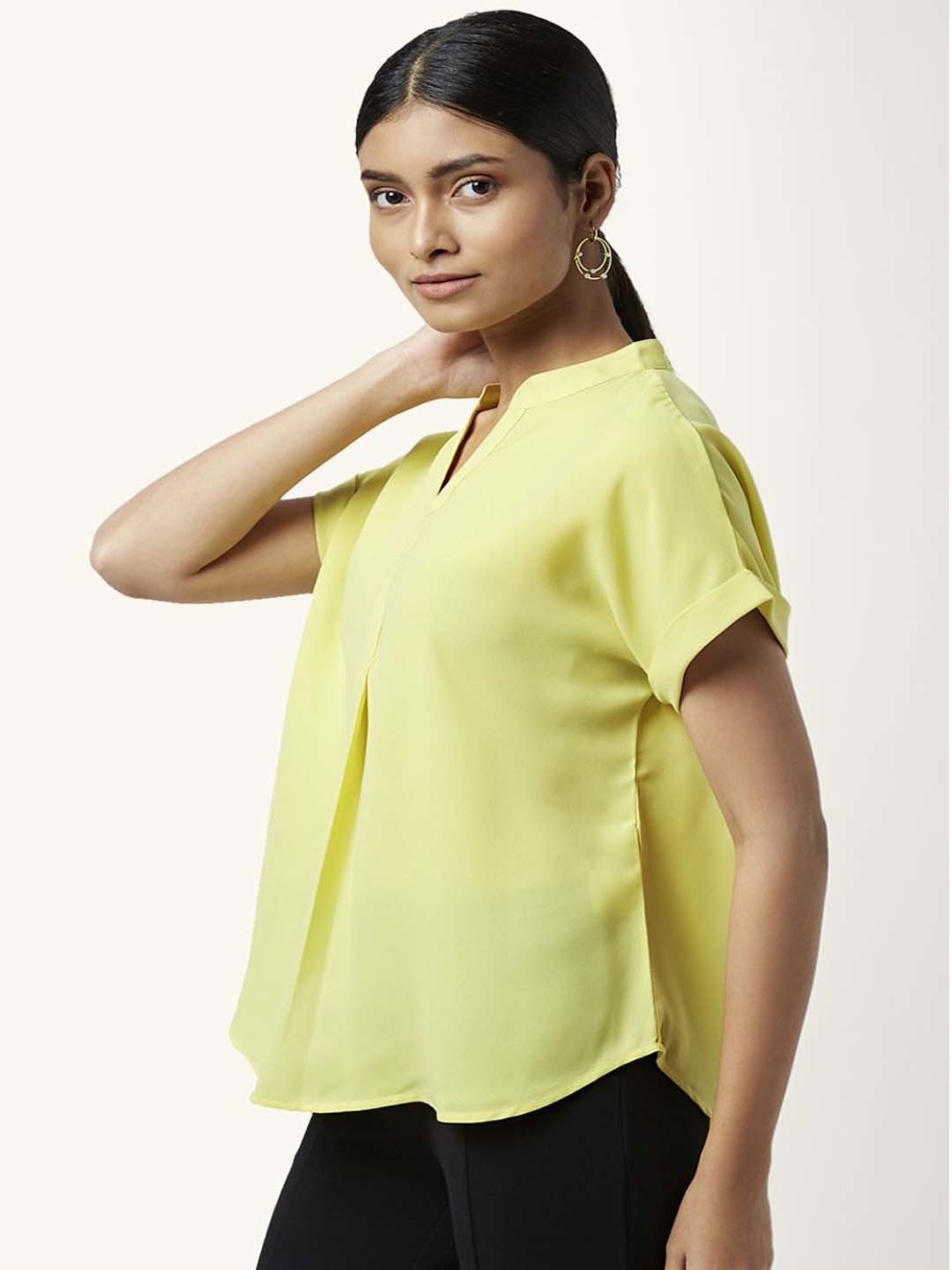 Annabelle by Pantaloons Lime Yellow Regular Fit Top