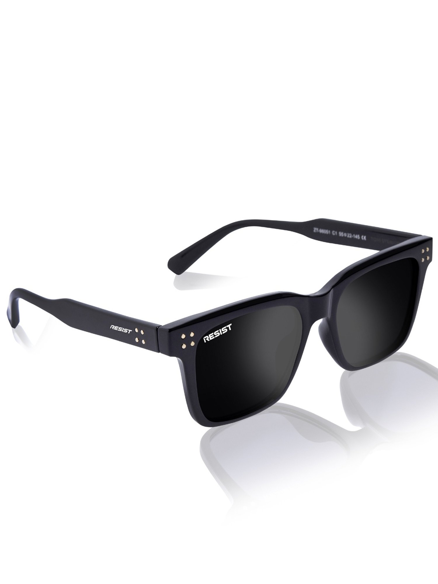Resist Eyewear Black Square UV Protection Unisex Sunglasses