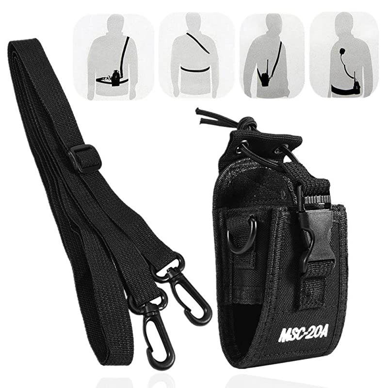 Universal Walkie Talkie Nylon Belt Case Bag with Adjustable Shoulder Strap Two Way Radio Holder Holster Case MSC20A for KenwoodMotorola HYT TwoWay Radio