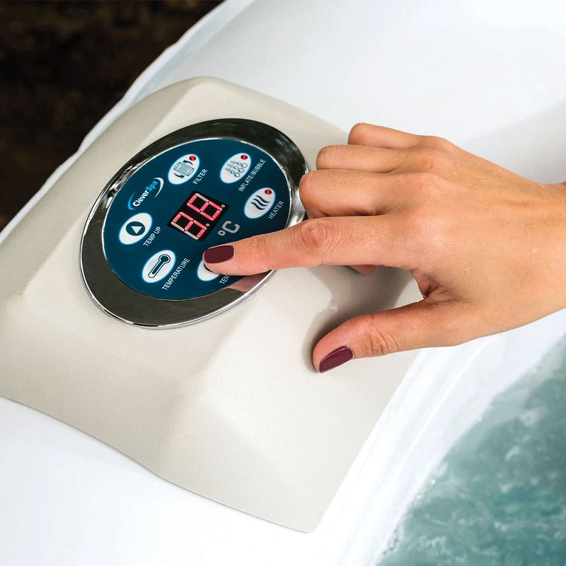 CleverSpa 7959 Inyo 4 Person Year Round Portable Outdoor Inflatable Round Hot Tub with 110 Air Jets, Built in Water Heater, and Cover, Teal