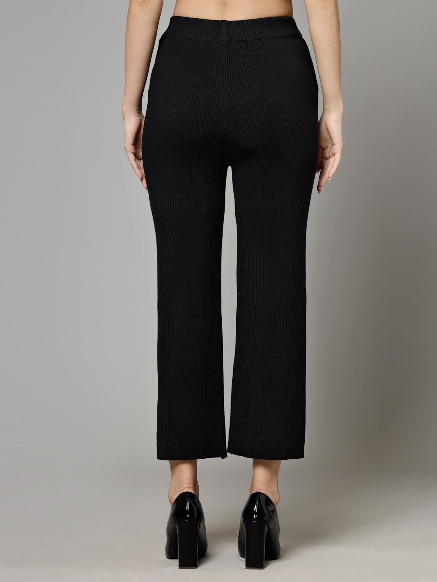 Mafadeny Black Regular Fit Mid Rise Palazzos