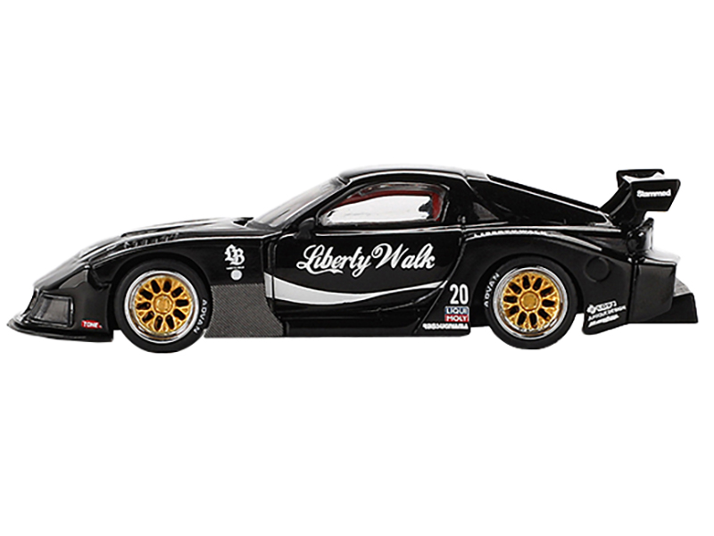 Mazda RX-7 LB-Super Silhouette #20 "Liberty Walk" Black Limited Edition 1/64 Diecast Model Car by Mini GT