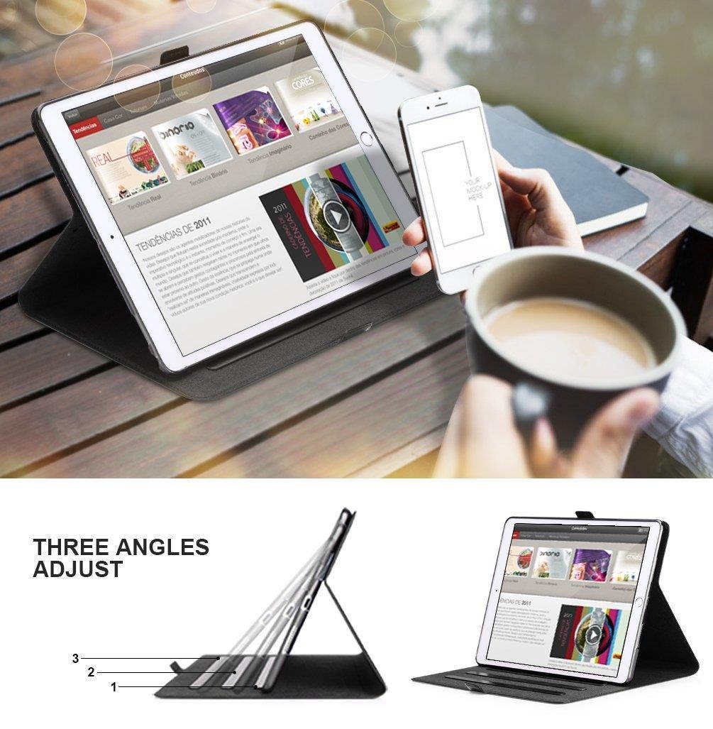 FYY iPad Pro 12.9 Case (Compatible with 2017 and 2015 Model) Handmade Genuine Leather Case with Kickstand Function for Apple iPad Pro 12.9 (Both 2017 and 2015) Black