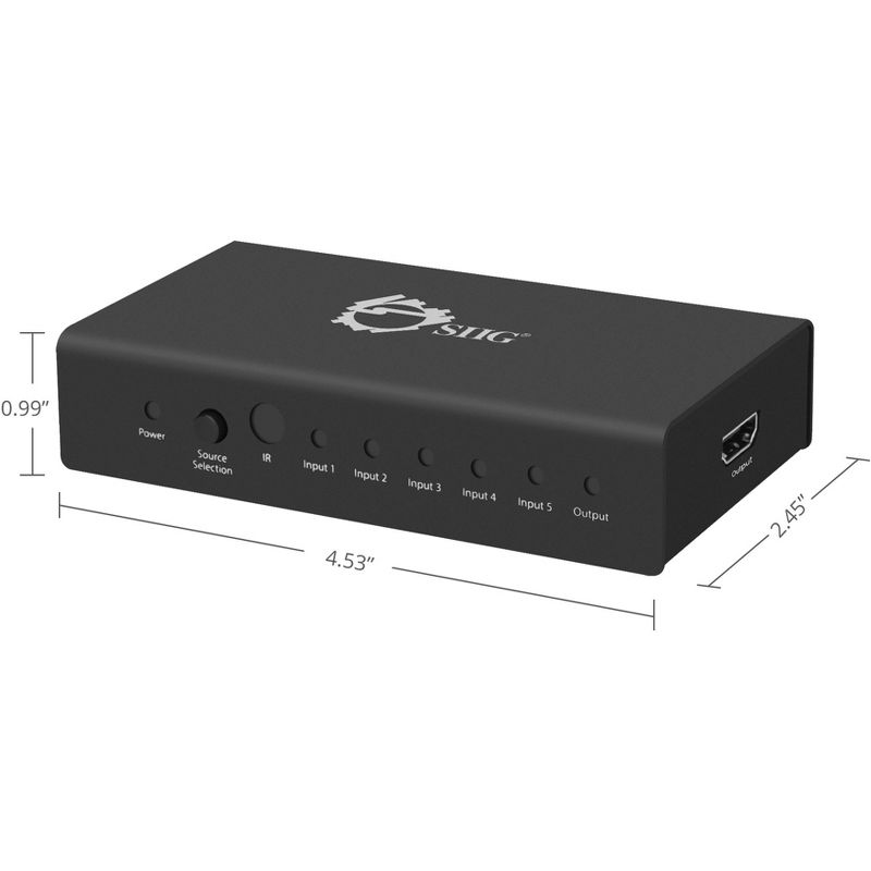 SIIG 5x1 HDMI Switch 4K - 3840 ?? 2160 - 4K - 5 x 1 - 1 x HDMI Out
