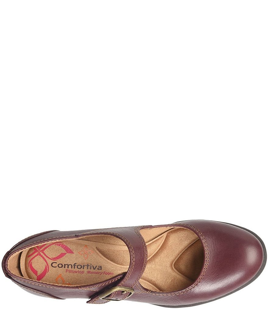 Comfortiva Quanita Leather Block Heel Mary Jane Pumps