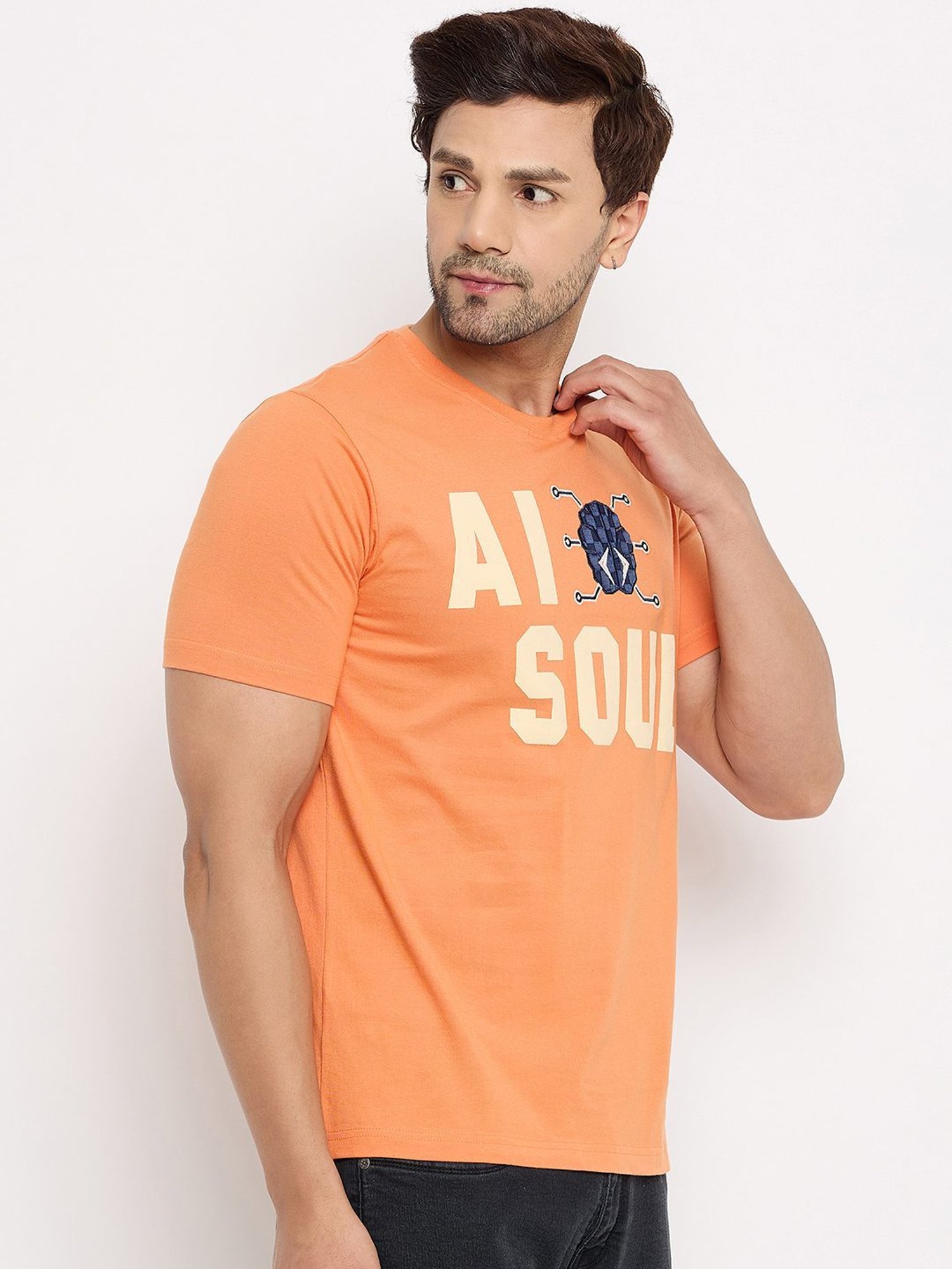 Duke Peach Slim Fit Printed T-Shirt
