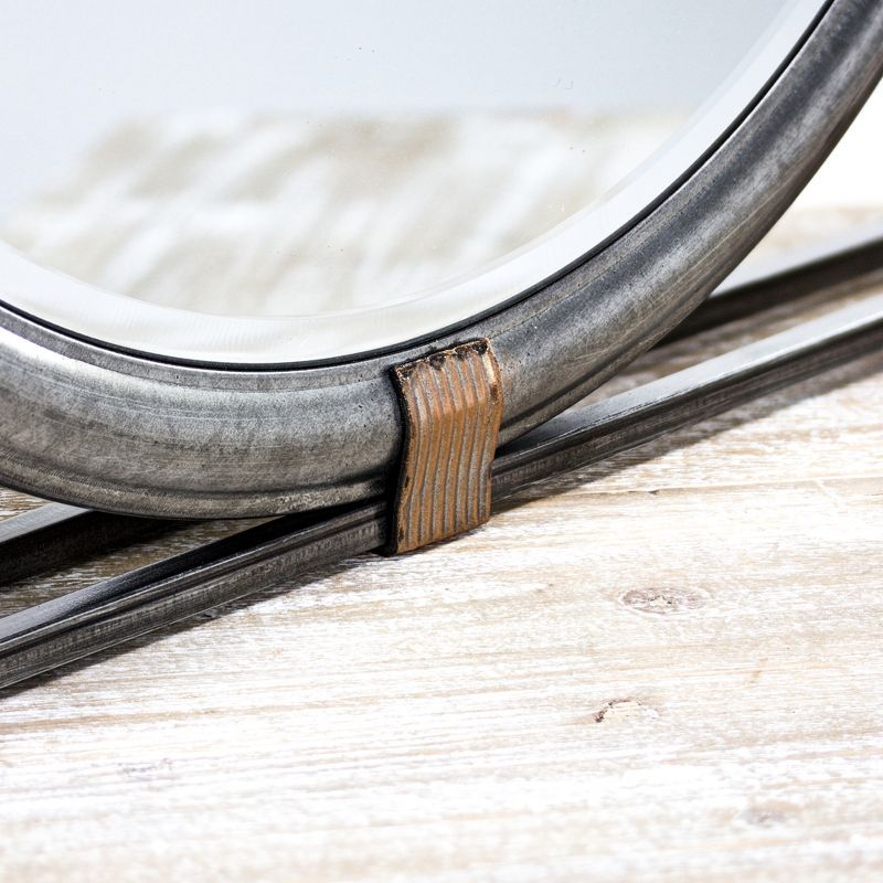 21" Square Metal Framed Vanity Wall Mirror Antiqued Silver - American Art Decor