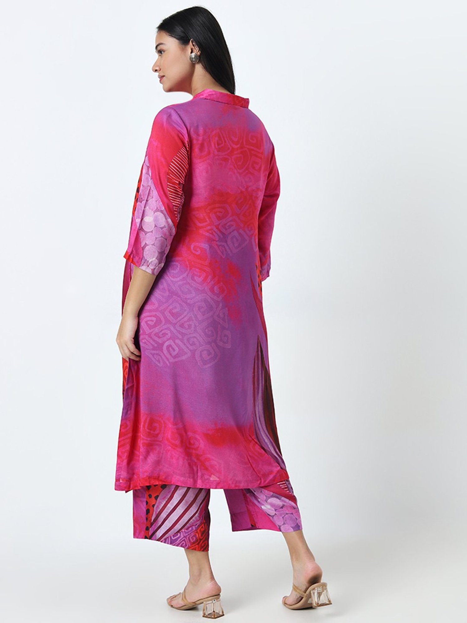 Diza by Westside Magenta Printed A-Line Kurta