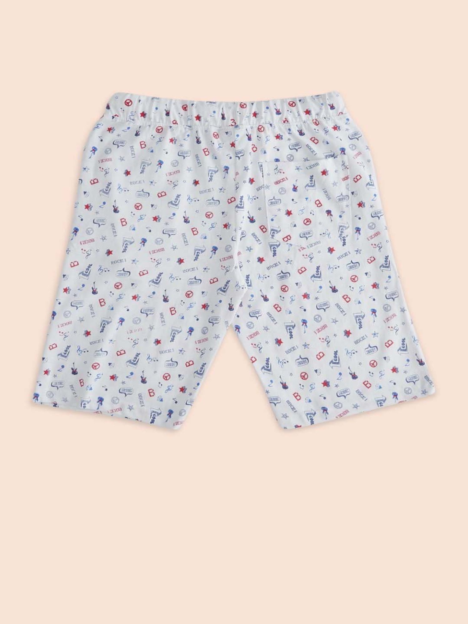 Pantaloons Baby Boys Blue & White Cotton Printed Shorts