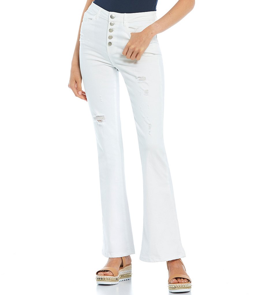 YMI Jeanswear Love Mid Rise Fray Hem Flare Jeans