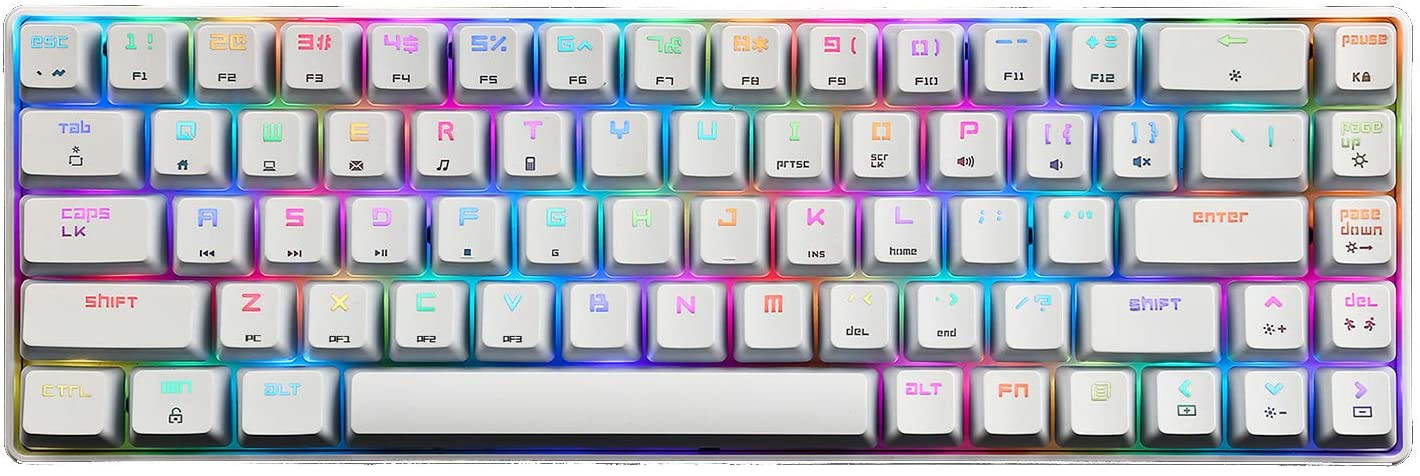 CUUWE Portable RGB Gaming Office Magic Refiner MK14 60% Mechanical Keyboard USB 68 Keys Backlit Anti-ghosting Keyboard for PC Laptop (Blue Switch)