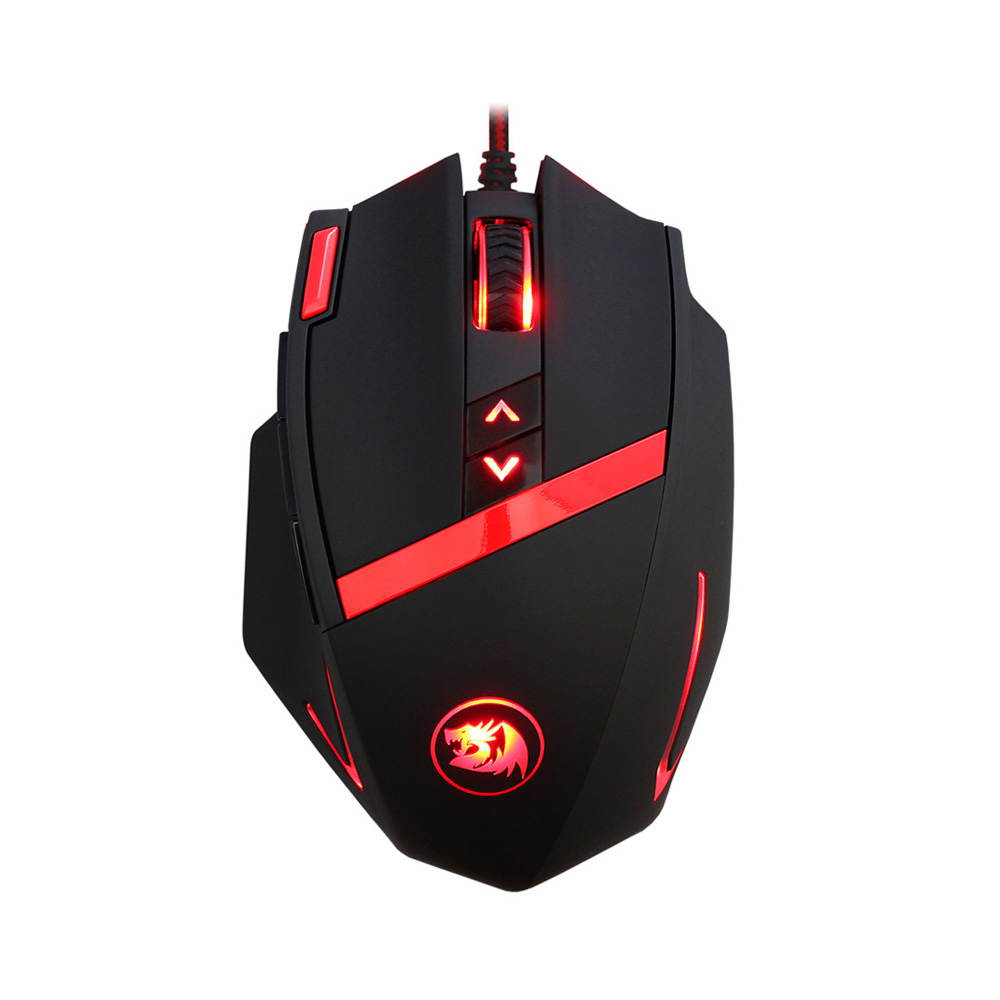 REDRAGON 16400DPI Adjustable Wired Gaming Mouse 9 Programmable Buttons 1 Profile Button 5 Programmable User Profiles Weight Tuning Catridge for PC