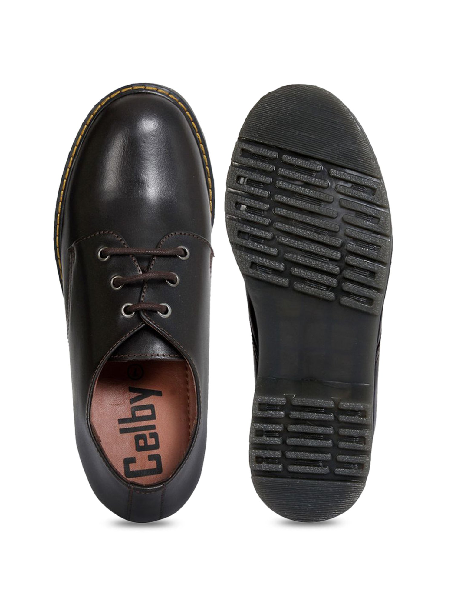 Celby Men's Height Increasing Brown Derby Shoes