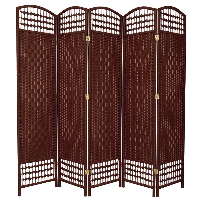 5 1/2 ft. Tall Fiber Weave Room Divider - Dark Red (5 Panel)