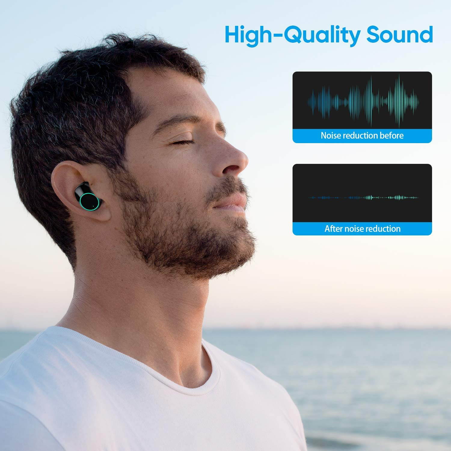 5pcs TWS Bluetooth 5.0 Wireless Earbuds With 4000Amh Charging Case IPX7 Waterproof TWS Stereo Headphones in-Ear Built-in Mic Headset Premium Sound with Deep Bass for Sport - Black