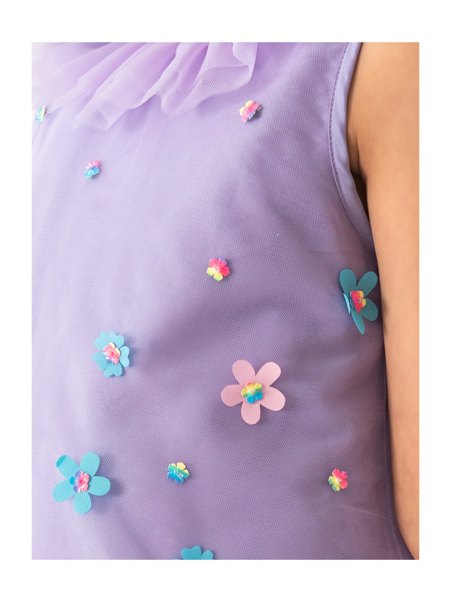 A Little Fable Kids Purple Applique Dress