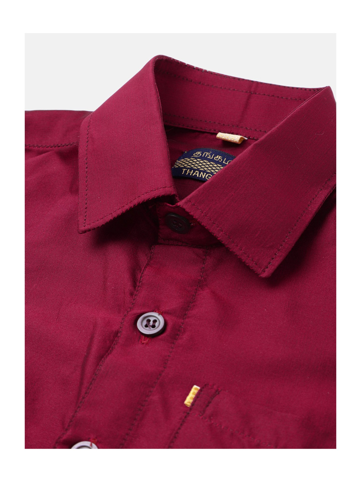 THANGAMAGAN Kids Wine Solid Lining Shirt