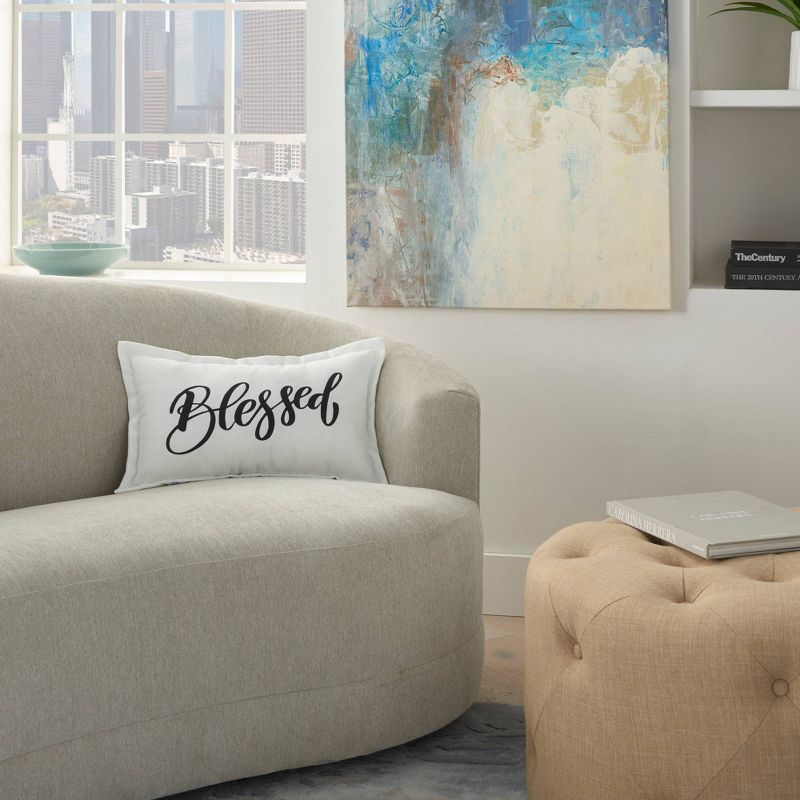 12"x20" 'Blessed' Lumbar Throw Pillow White - Kathy Ireland Home